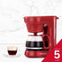 Holstein Housewares 5 Cup Drip Coffee Maker, User Friendly with Permanent Filter, Borosilicate Glass Carafe, Red