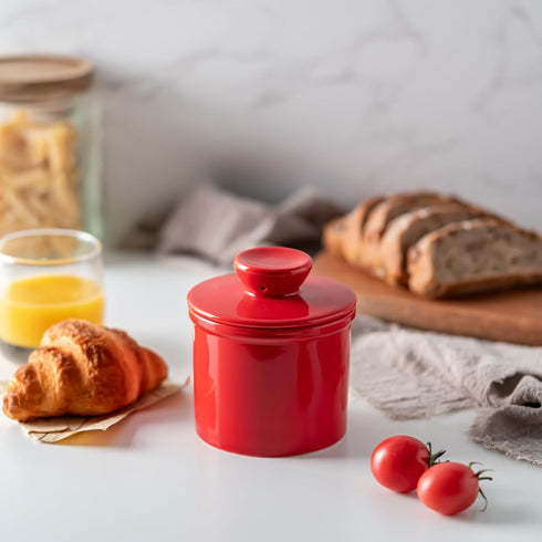 Husfunov Countertop, Butter Crock with Water Line for French Butter Dish with Lid, Ceramic Butter Keeper for Fresh