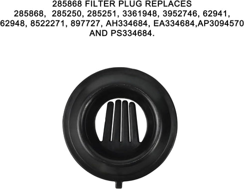285868 Washer Filter Plug Kit for Whirlpool, Replaces 285250 285251 3361948, 4 Pack