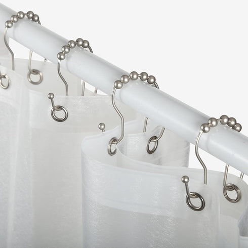 Goowin 12 Pcs Stainless Steel Shower Curtain Hooks, Rust Proof Rings for Smooth Sliding Anti-Drop Double Hooks