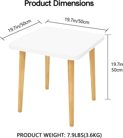 4 Floor,20"(L) 20"(W) 20"(H),Living Funecy Square End Table Low Table with Solid Wood Sturdy Legs,Floor Table Desk