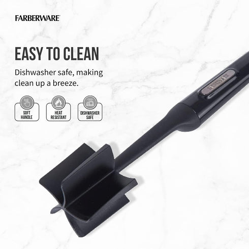 FARBERWARE Nylon Meat & Potato Masher, Heat-Resistant Kitchen Tool, 10-Inch Durable with Ergonomic Handle, Black