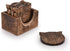 NIRMAN 6-Piece Wooden Crafted Coaster Set with Holder for Drink Bar, Tea, Coffee, and Home Decor (Owl Shape)