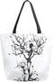 Naanle Skull Canvas Tote Bag, Large Women Casual Shoulder Handbag, Tree of Life Reusable Heavy Duty Cotton Bag
