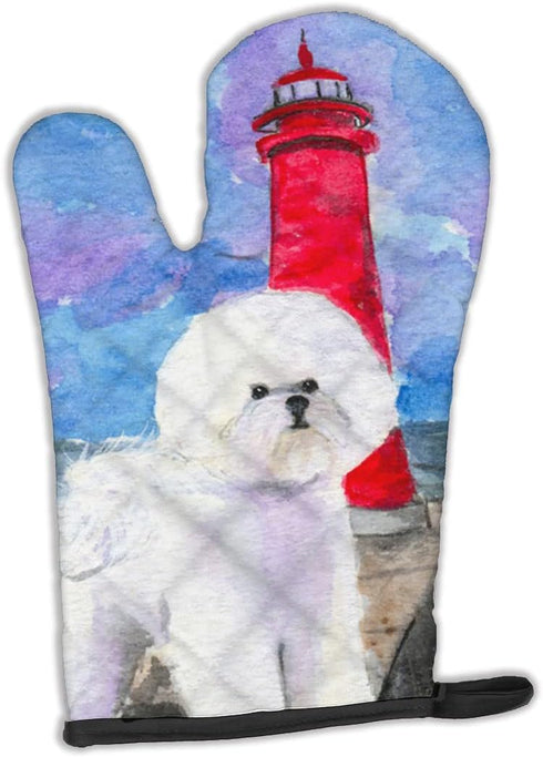 Caroline's Treasures SS8891OVMT Bichon Frise Oven Mitt, Heat Resistant Thick Mitt for Hot Pans, Kitchen Baking Glove