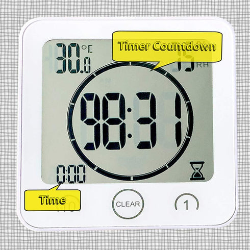 Waterproof Hanging Wall Clock, Large Digital Bathroom Alarm Clock for Kids, Kitchen Cooking Countdown Timer (White)