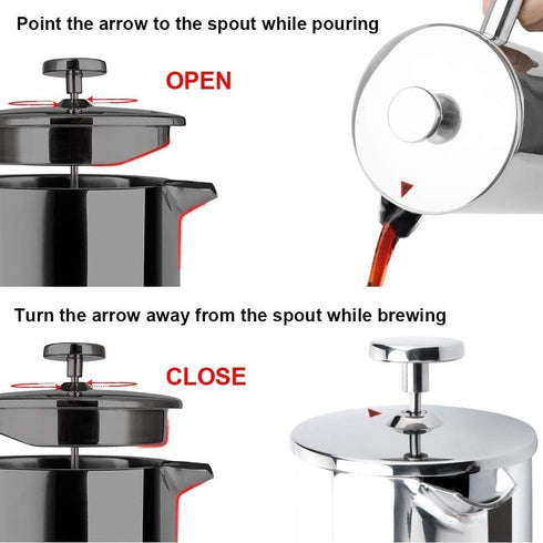 Secura French Press Coffee Maker, 34oz, 304 Grade Stainless Steel, Insulated, 2 Extra Screens