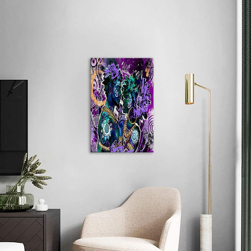 GUTTATY African American King and Queen Canvas Wall Art - Modern Abstract Graffiti Painting for Home Decor, 12"Wx18"H