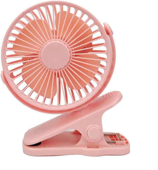 Mini Clip on Fan, 4 Inches - 2500mAh Battery Operated Personal Fan for Outdoors, Baby Stroller, Car Seat, Gym (Pink)