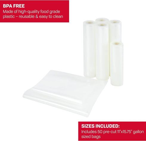 Nesco VS-07V Vacuum Sealer Bag Variety Pack, Clear Bag/Roll Combo