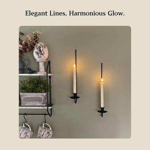 Set 4, Batoslee Black Wall Candle Holder of Stylish Metal Wall Mount Candle Sconces, Modern Christmas Wall Decor