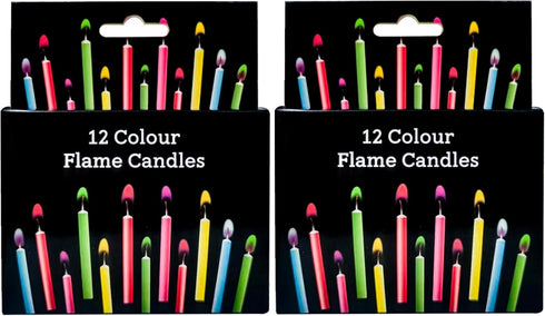 Birthday Cake Candles, Happy Birthday Colorful Candles with Holders Included (24 pcs)