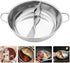 Cabilock Nonstick Frying Pan, 32cm Double Flavor Hot Pot with Divider, Stainless Steel Dual Sided for Induction Cooktop