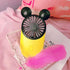 Cute Personal Mini Fan, Handheld & Portable USB Rechargeable Fan with LED Light, 3 Adjustable Speeds, Portable Holder