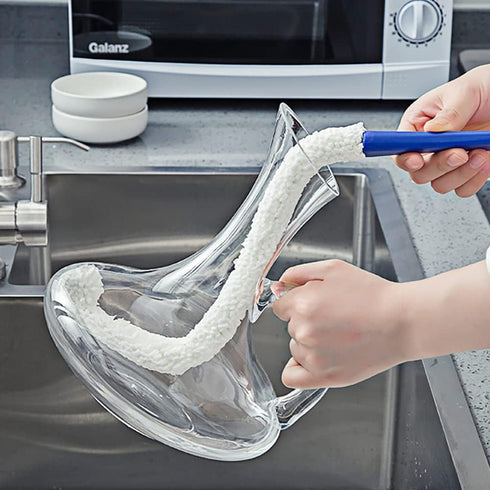 Bottle Cleaning Brush Set, 2 Different Sizes Flexible Scourer for Cleaning Wine Decanters, Goblets, Glasses