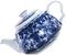 Uonlytech Ceramic Teapot, Blue and White Porcelain Travel Tea Kettle, Retro Portable Teapot with Handle
