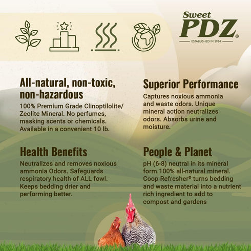 10 lbs (2-Pack) Sweet PDZ Chicken Coop Refresher, Chicken Coop Deodorizer, Organic