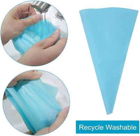 Cake Piping Set for Baking with Reusable Bags and Tips, Decorating Supplies for Cupcake, Cookie Icing.