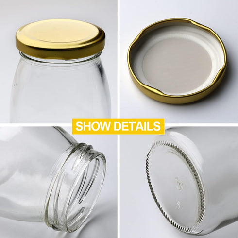 Encheng Lids,7oz Sets 40Pack Glass Yogurt Container With Clear Glass Jars With Airtight Lids,Small Glass Pudding Jars