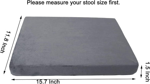 Augld 2 Pack Grey Rectangle Vanity Stool Cushion, Washable Non-Slip Makeup Stool with Ties 11.8"x15.7"