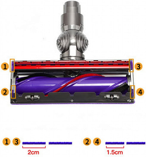 LGEGE Replacement Parts for Dyson V8 V10 Vacuum Cleaner | Soft Plush Strips | Direct Drive Cleaner Head (4 Short Strips)