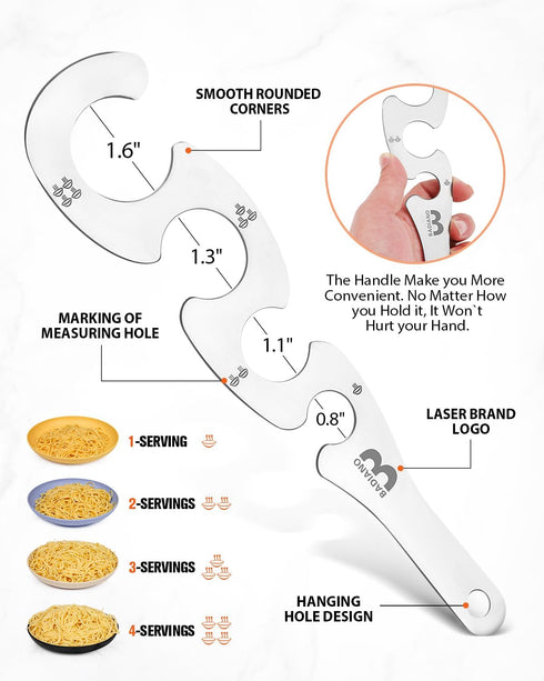 3 Pack Set Silicone Spaghetti Spoon & Pasta Tong With Pasta Measurer, of Non-Stick Stainless Steel Handle Pasta Fork