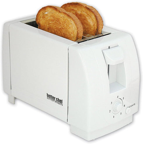 Better Chef Economic 2-Slice Toaster, Darkness Control, Crumb Tray, Fits Bagel Slice, White