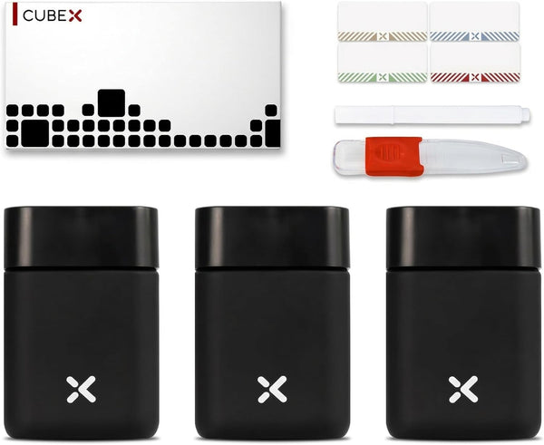 CubeX Miron UV Glass Jars, 3-Pack Airtight Storage for Herbs, Tea, Coffee,