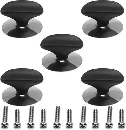 MroMax Universal Pot Lid Cover Knob Handle, Replacement Knob for Kitchen Cookware, Black Leaves, 5Pcs