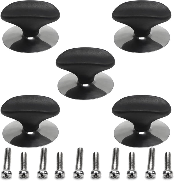 MroMax Universal Pot Lid Cover Knob Handle, Replacement Knob for Kitchen Cookware, Black Leaves, 5Pcs