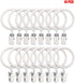 Set of 14 White Iron Metal Curtain Rings with Clips, Drapery Hooks, 1.25 Inch Interior Diameter for Hanging Curtains