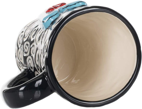 DEMDACO Tracy Pesche 15 Ounce Glossy Ceramic Stoneware Coffee Cup Mug with White Swirls Hearts