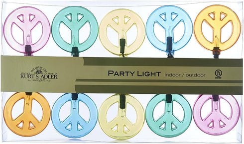 Kurt Adler 10 Multicolored Peace Sign Light Set