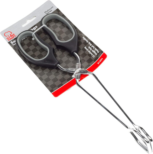 Chef Craft Classic Straight Tongs, 12 Inch, Black