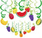 30Ct Tutti Frutti Hanging Swirl Decorations, Tropical Fruit Party Supplies for Summer Birthday Luau