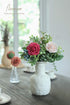 Floroom 25pcs Artificial Flowers Shimmer Blush and Peach Foam Fake Roses with Stems for DIY Wedding Bouquets