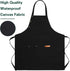 Apron for Men Women with Adjustable Straps and Large Pockets, Waterproof Black Chef Bib
