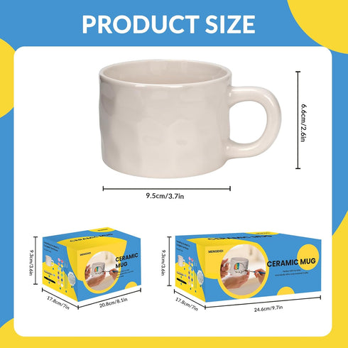 MENGDIDI 2PCS Set, Paint Your Own Mug Kit, Custom Ceramic Mug Painting Blank White Coffee Mugs with Paints and Brushes