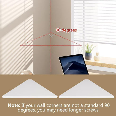 evron Corner Mounting Shelf Set of 2 - Easy to Install Floating Wall Shelves with Wood Grain Finish