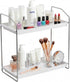 2 Tier Bathroom Organizer Countertop,Vanity Organizer,Tool-Less Installation Vanity Shelf Small Plastics Countertop