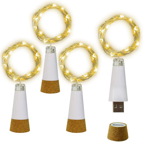 NeoJoy Wine Cork Lights, Rechargeable Bottle Fairy String Lights with 15 LED