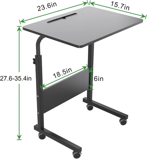 SogesHome 23.6'' Portable Computer Desk, Adjustable Standing Desk with Tablet Slot, Black