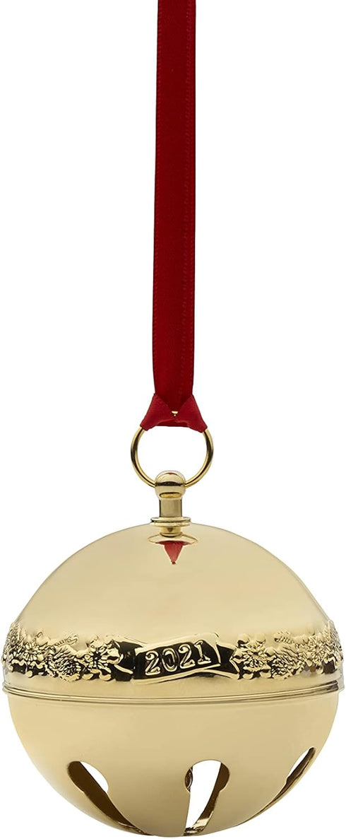 Wallace 32nd Edition 2021 Gold Plated Christmas Sleigh Bell Ornament, Gold