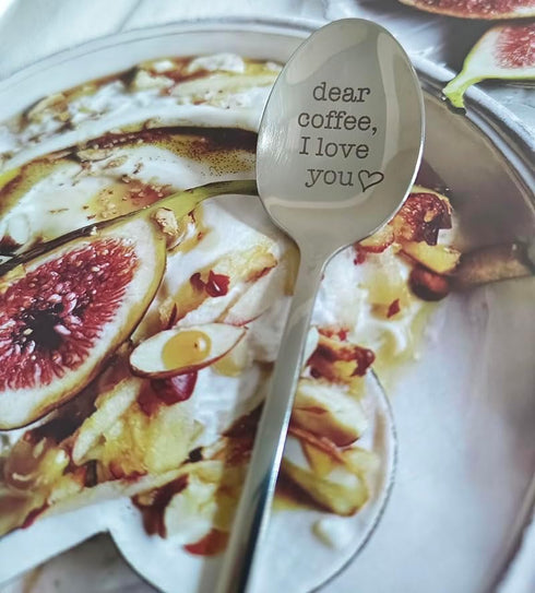 Coffee Spoons Gift for Him and Her, "Dear Coffee I Love You" Spoon for Coffee Lovers, Christmas and Birthday Gifts