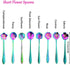 8 Pieces Rainbow Flower Spoon Coffee Teaspoon Set, LEEFONE Stainless Steel Reusable Tea Spoon Sugar Spoon Ice Tea Spoon Stirring Spoon Dessert Cake Spoon, 8 Different Patterns