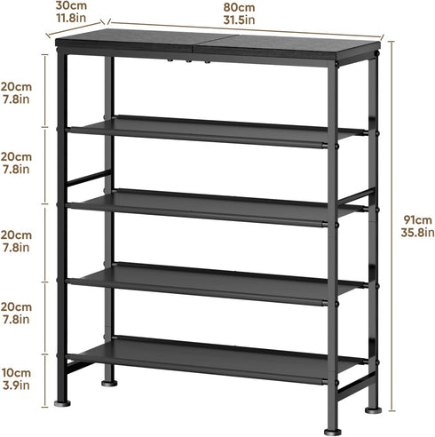 5 Closet,Industrial, Mavivegue Metal Shoe Rack, Tier Shoe Organizer with MDF Board and Non-Woven Fabric, Shoe Rack