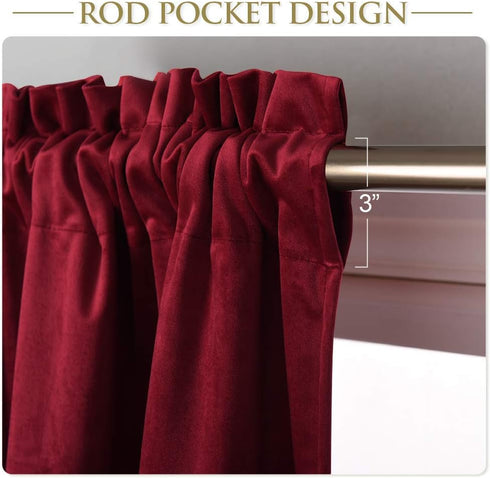 StangH Kitchen Red Scalloped Valance - 18 Inches Stylish Thermal Curtain Tiers for Dining Room/Bay Window