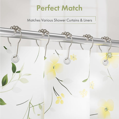 Amazer Shower Curtain Hooks - Decorative Rust Proof Stainless Steel Set of 12 for Bathroom Shower Rods