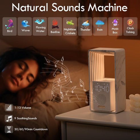 9 Dimmable Snooze,USB WILIT Digital Alarm Clock, Sunrise Alarm Clock with Nightlight, Sleep Aid Sounds, White Noise