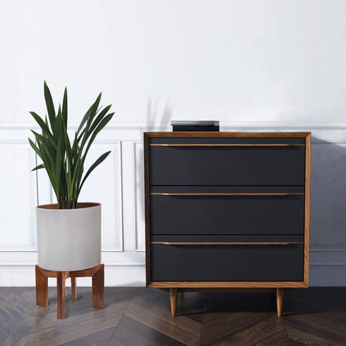 2 Pack 5-15 Inch Gendral Forwepup Wood Plant Stand, Mid Century Modern Planter Stand Rattan Flower Pot Stand, Low Short